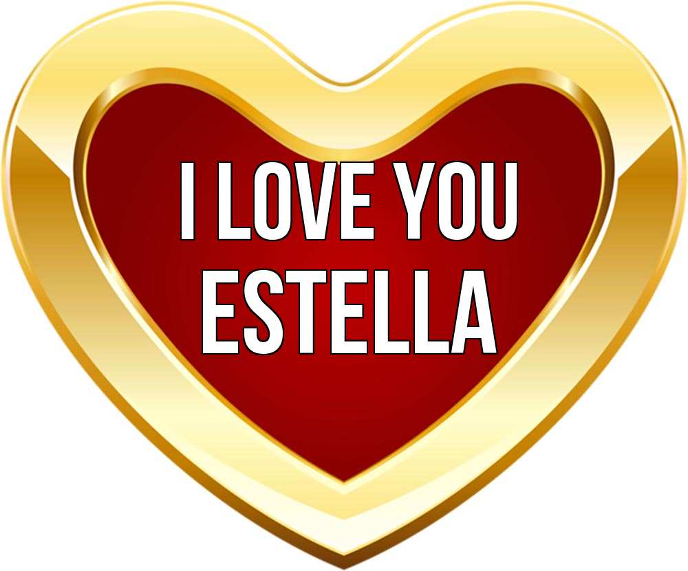 Greetings card с именем, Estella I love you из краски Greetings with text for free download 
