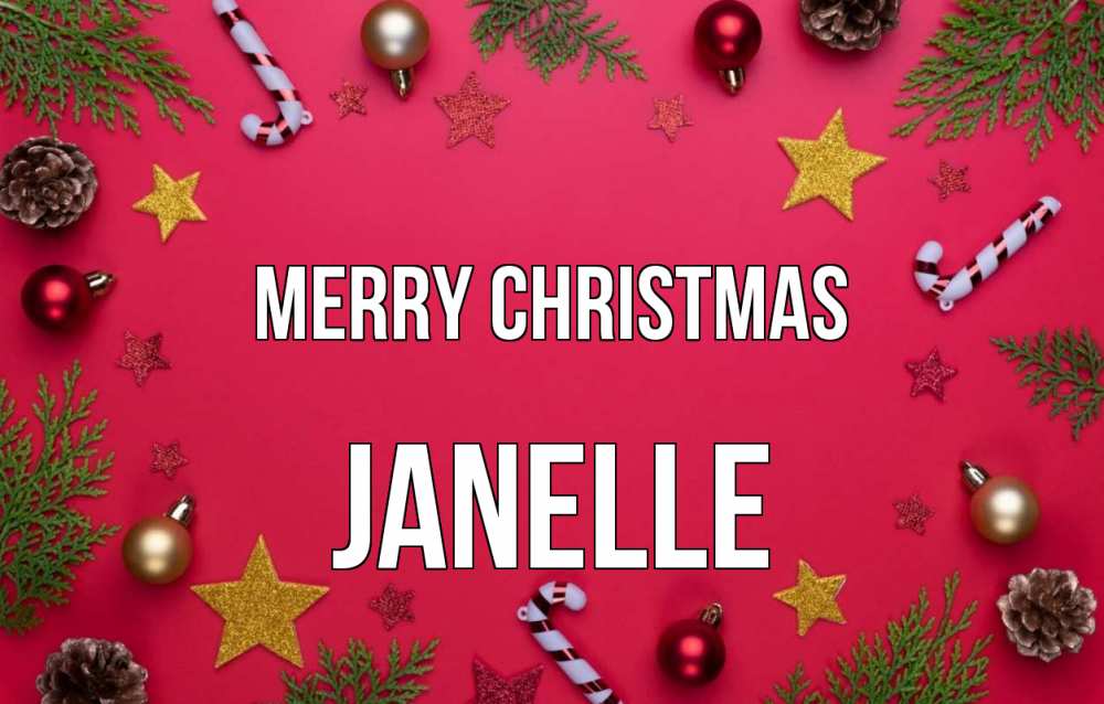 Greetings card с именем, Janelle Merry Christmas с рождеством Greetings with text for free download 