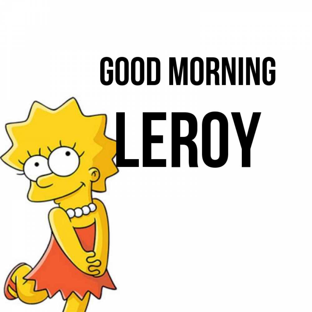 Greetings card с именем, Leroy Good morning в платье и ожерелье Greetings with text for free download 
