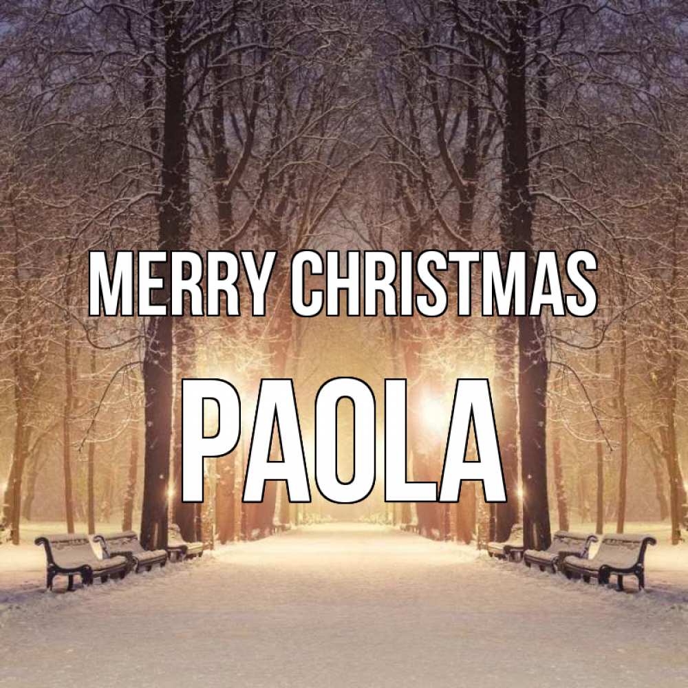 Greetings card с именем, Paola Merry Christmas зима, парк, фонарь, лес Greetings with text for free download 