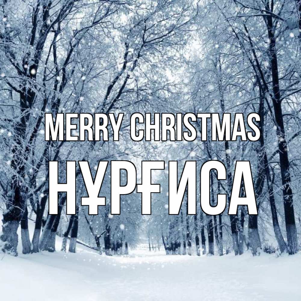 Greetings card с именем, НҰРҒИСА Merry Christmas снег, лес, парк Greetings with text for free download 