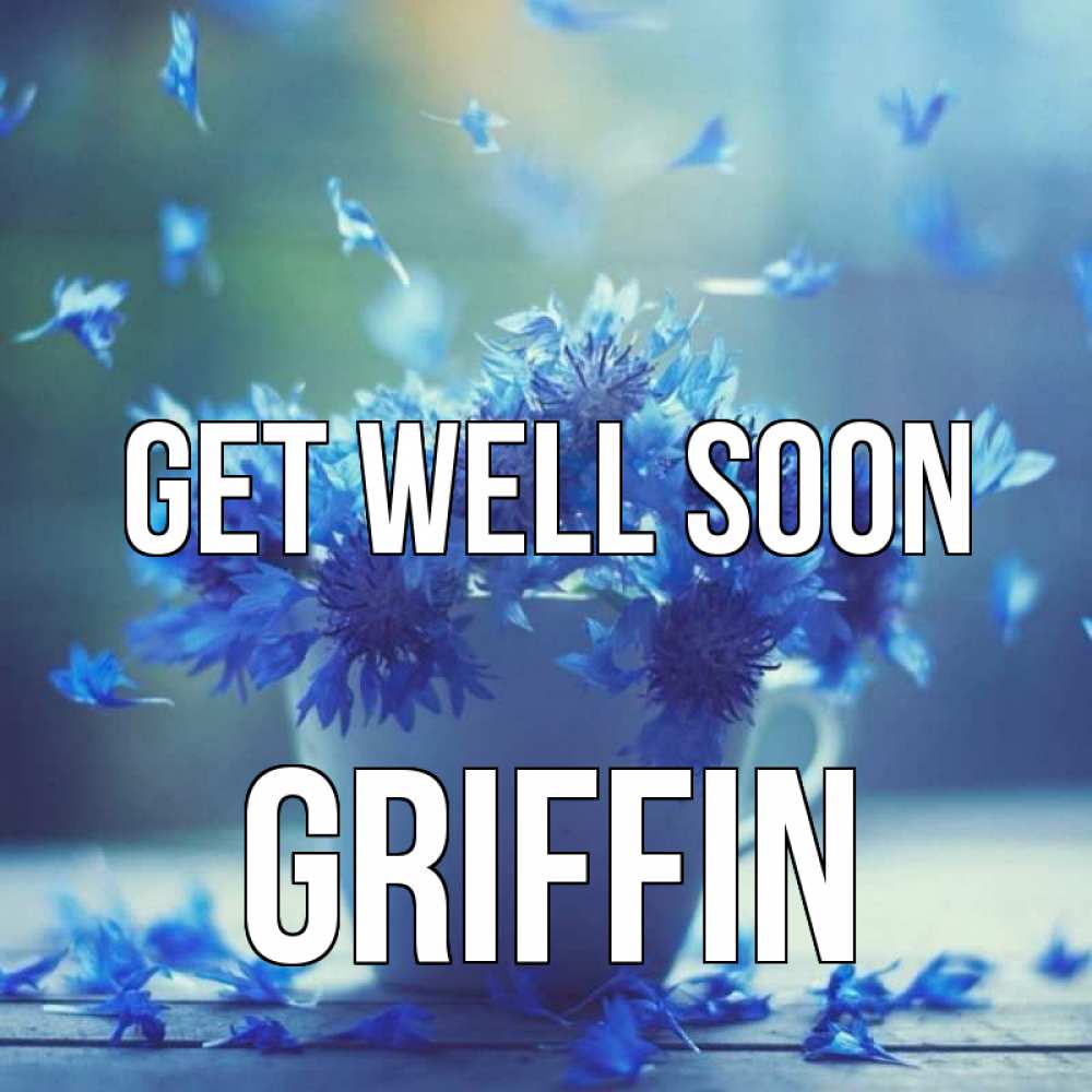 Greetings card с именем, Griffin Get well soon кружка с зельем и цветами Greetings with text for free download 
