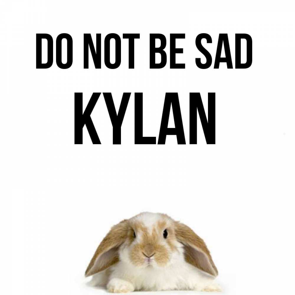 Greetings card с именем, Kylan Do not be sad коричнево белый заяц с большими ушками Greetings with text for free download 