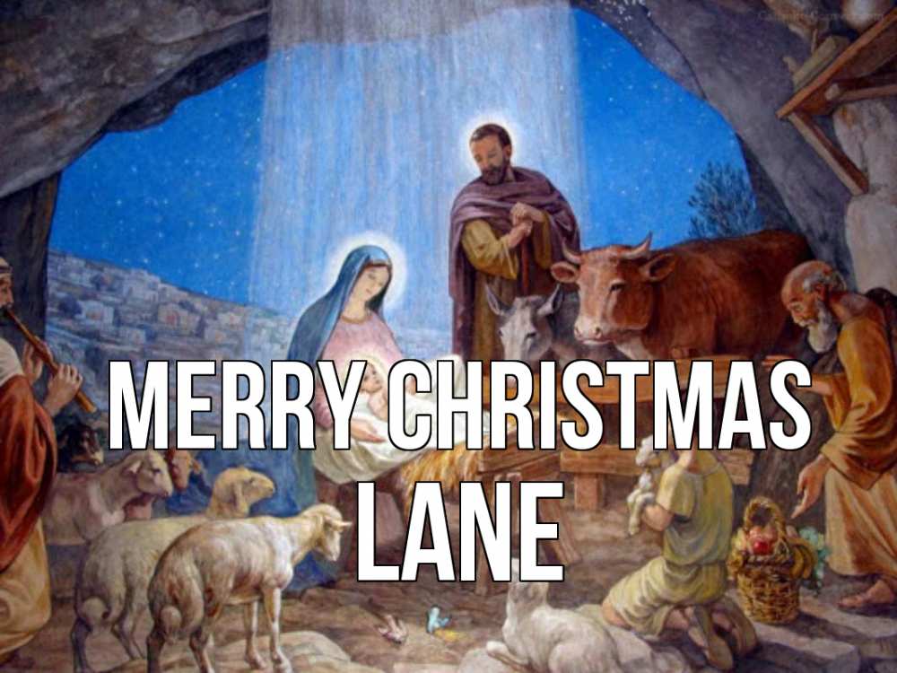 Greetings card с именем, Lane Merry Christmas Хлев с животными, Иисус, рождество Greetings with text for free download 