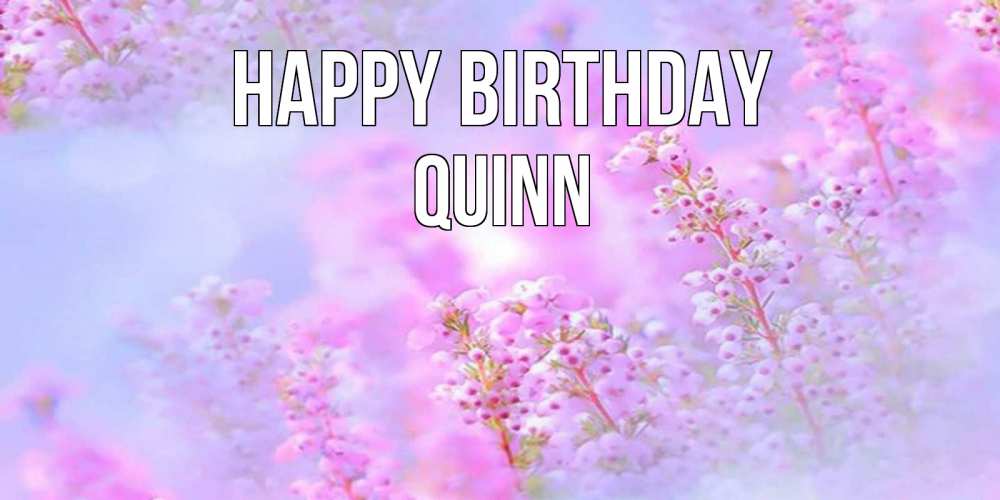 Greetings card с именем, Quinn Happy Birthday красивая открытка с мелкими цветами Greetings with text for free download 