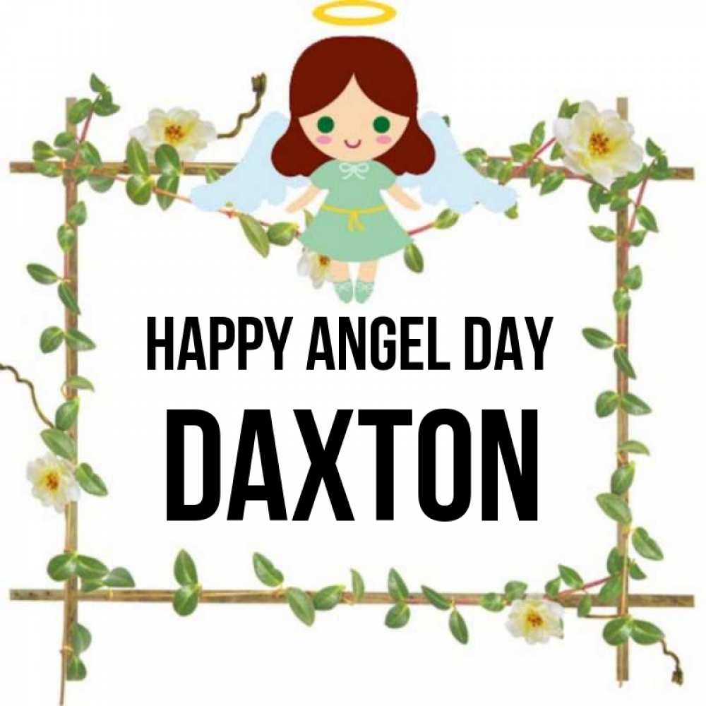 Greetings card с именем, Daxton happy angel day Ангел с нимбом Greetings with text for free download 