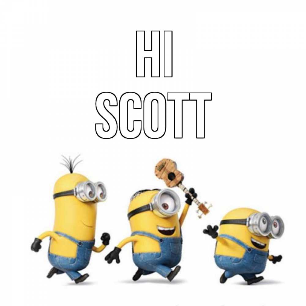 Greetings card с именем, Scott Hi веселые человечики Greetings with text for free download 