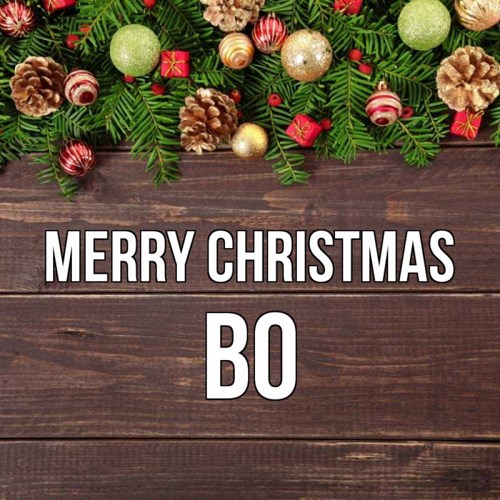 Greetings card с именем, Bo Merry Christmas с рождеством Greetings with text for free download 