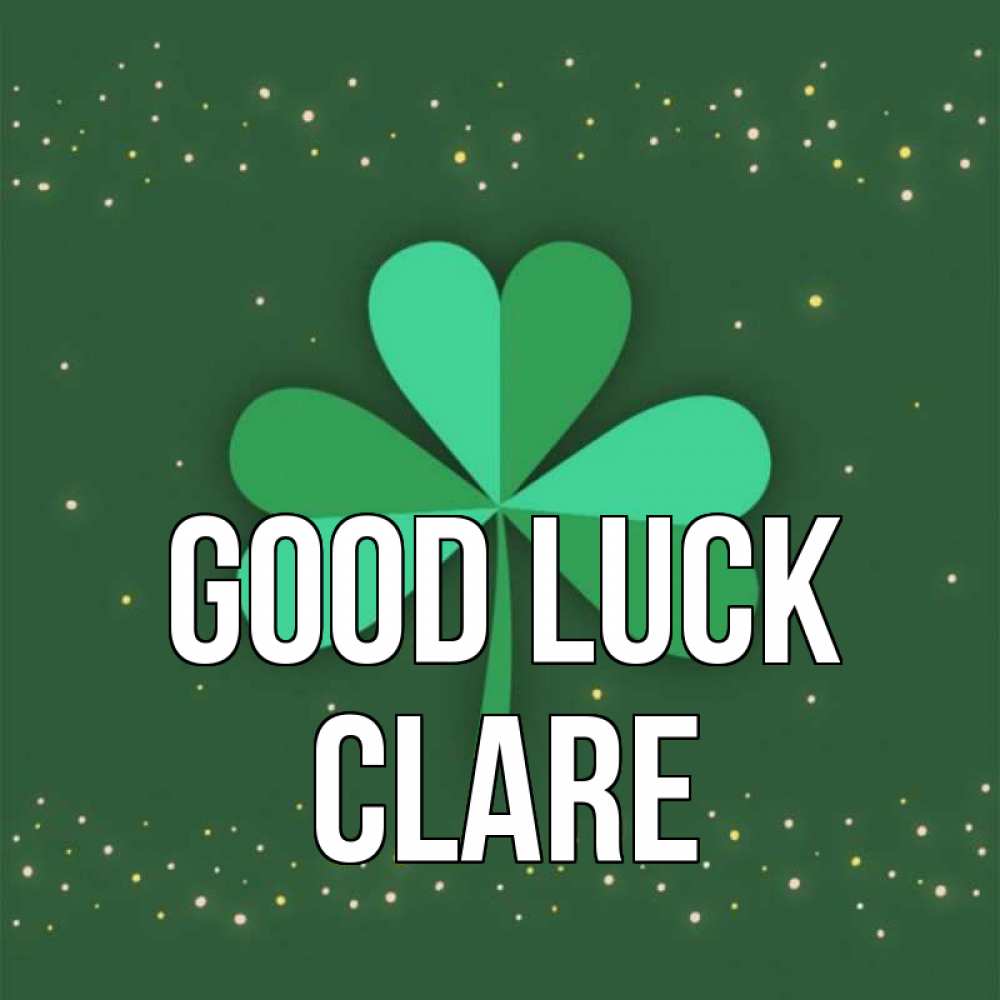 Greetings card с именем, Clare Good luck лист клевера Greetings with text for free download 