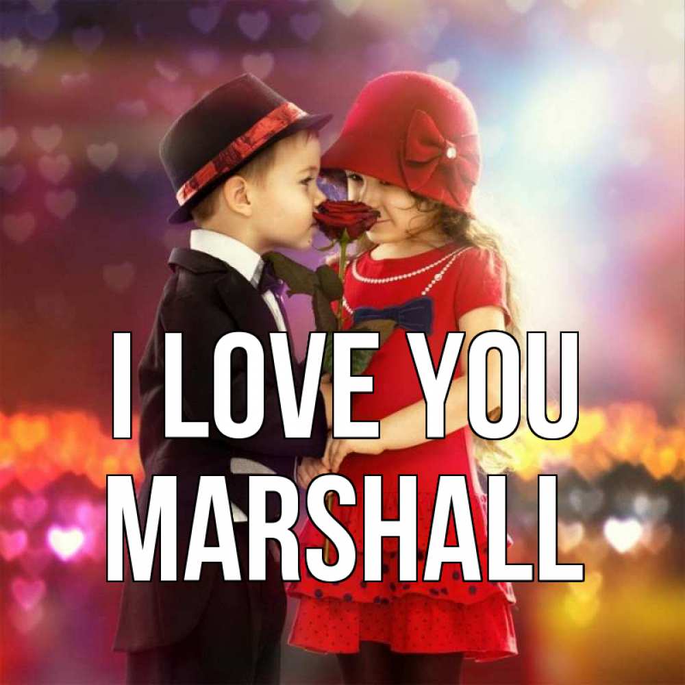 Greetings card с именем, Marshall I love you черное и красное и роза Greetings with text for free download 