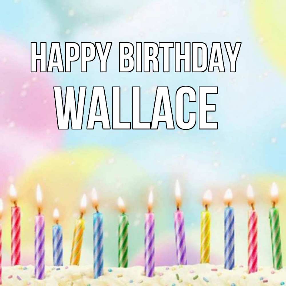 Greetings card с именем, Wallace Happy Birthday разноцветное Greetings with text for free download 