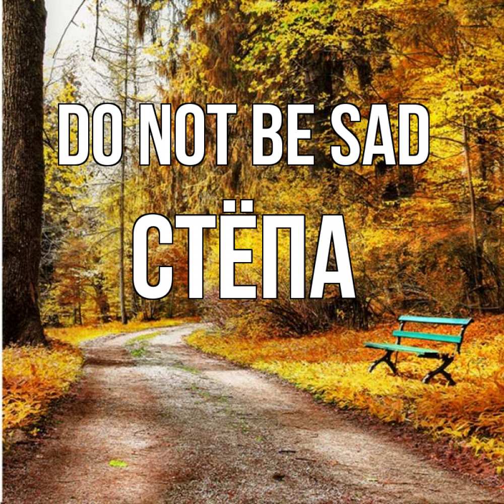 Greetings card с именем, Стёпа Do not be sad зеленая лавочка Greetings with text for free download 