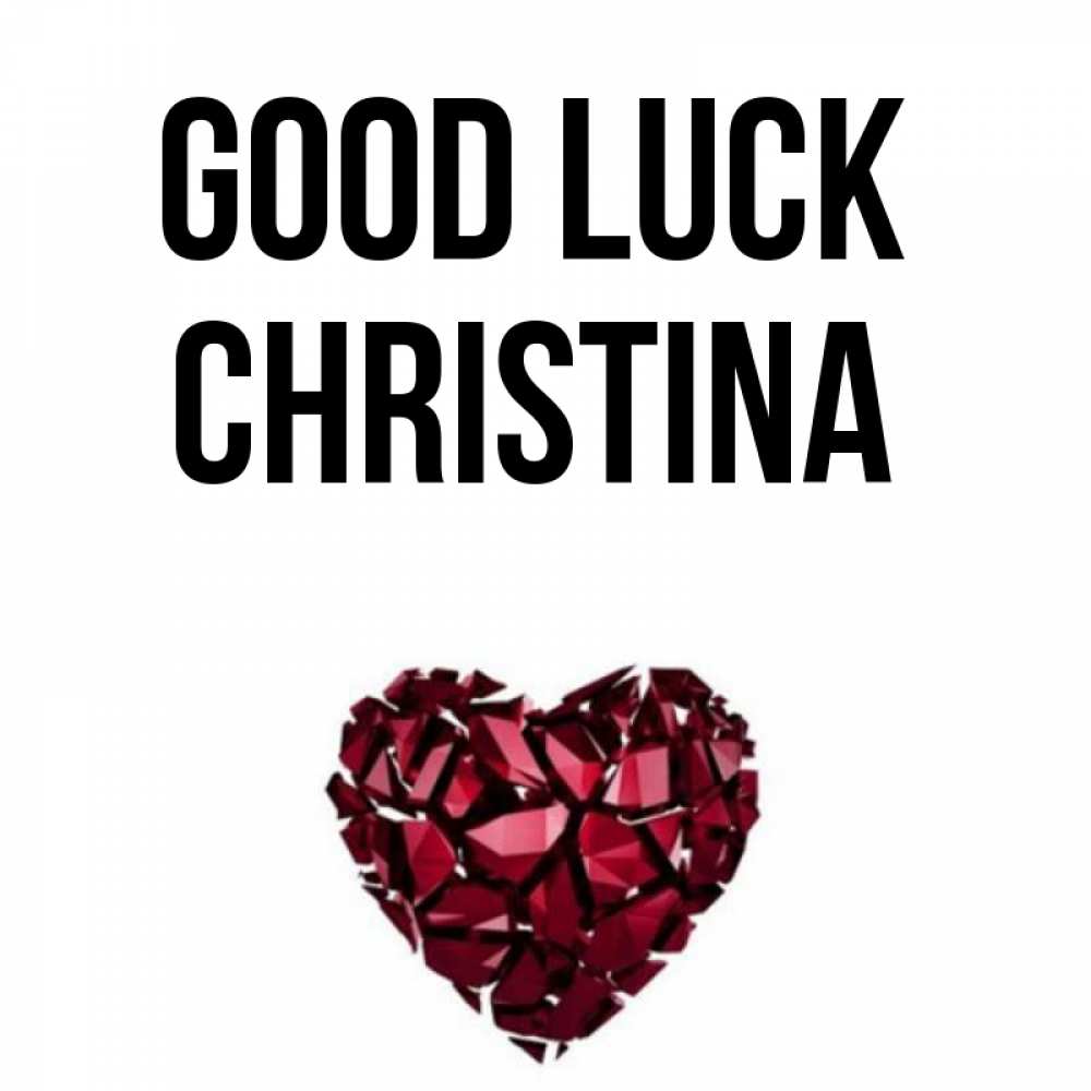 Greetings card с именем, Christina Good luck бордовое из кристаллов  1 Greetings with text for free download 