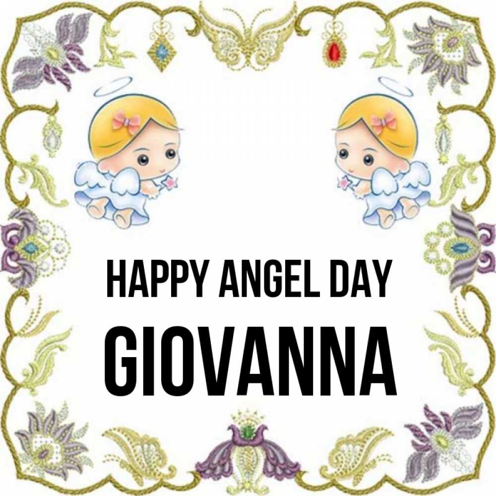 Greetings card с именем, Giovanna happy angel day маленькие ангелы с крылышками Greetings with text for free download 