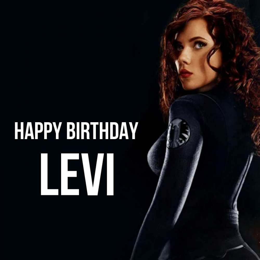 Greetings card с именем, Levi Happy Birthday Марвел черная вдова Greetings with text for free download 