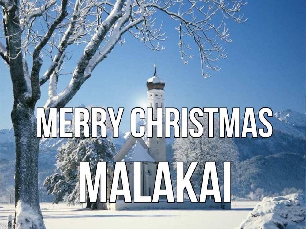 Greetings card с именем, Malakai Merry Christmas зима, храм, костел Greetings with text for free download 