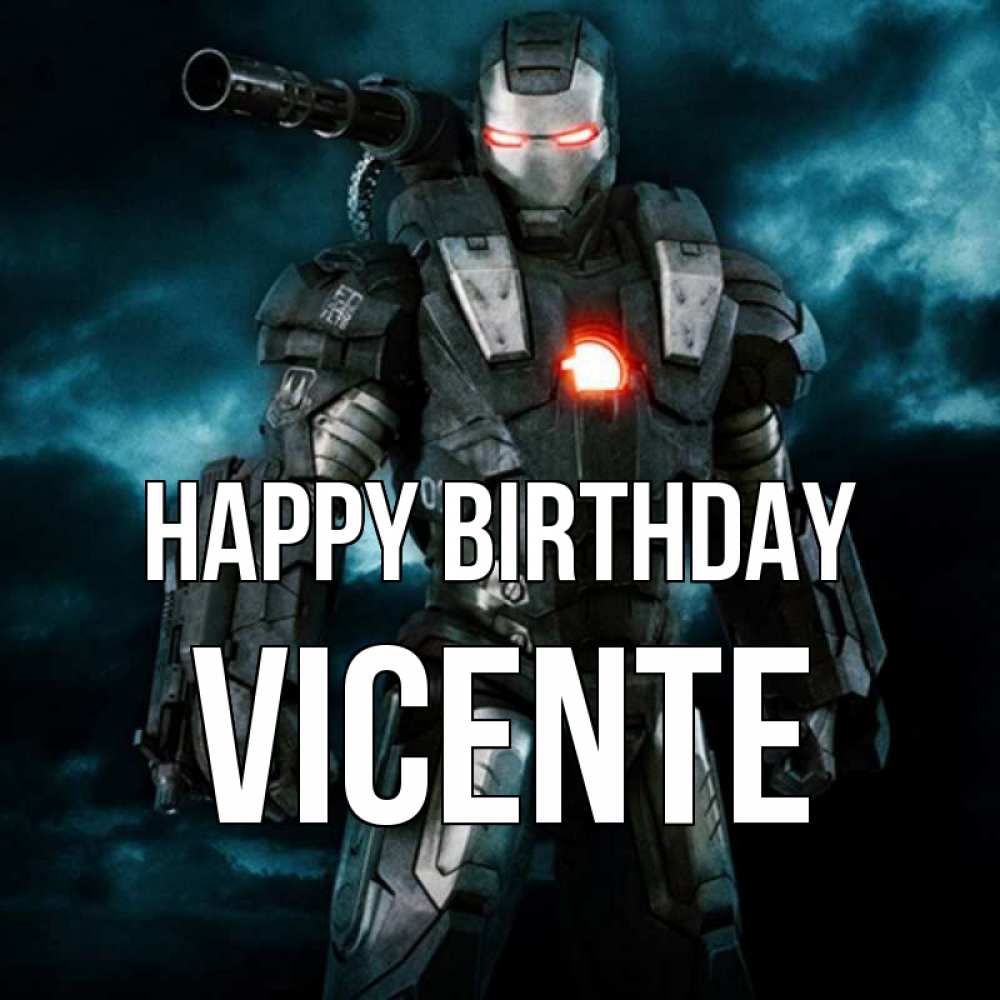 Greetings card с именем, Vicente Happy Birthday марвел супергерой в новом костюме Greetings with text for free download 