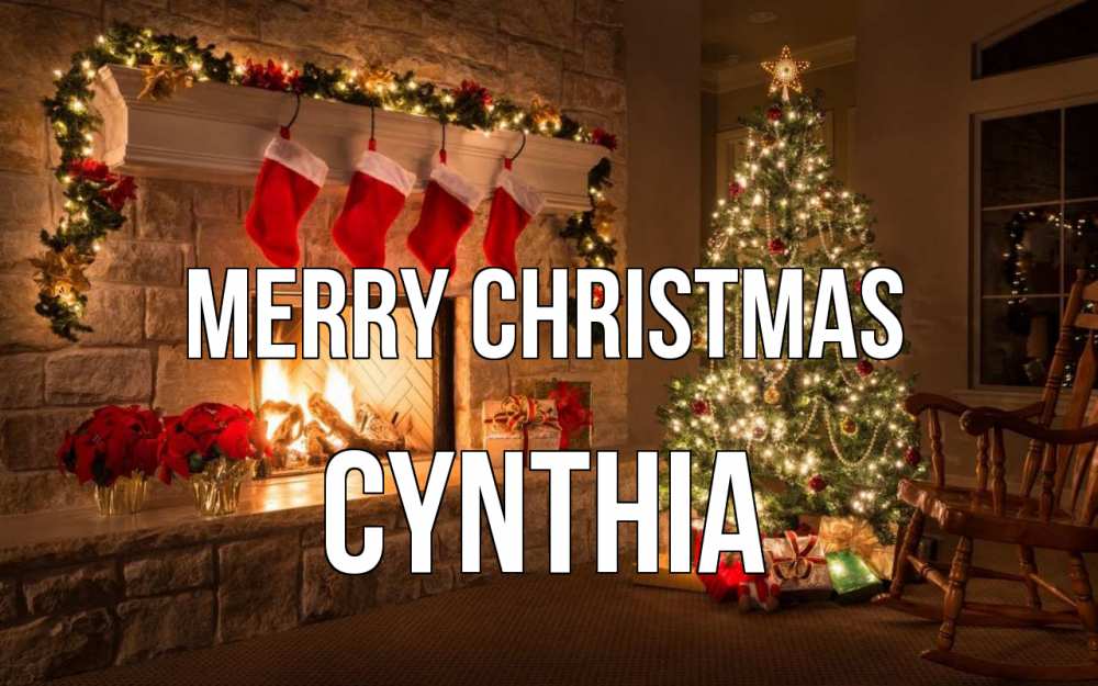 Greetings card с именем, Cynthia Merry Christmas рождество Greetings with text for free download 