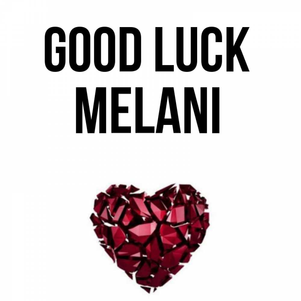 Greetings card с именем, Melani Good luck бордовое из кристаллов  1 Greetings with text for free download 