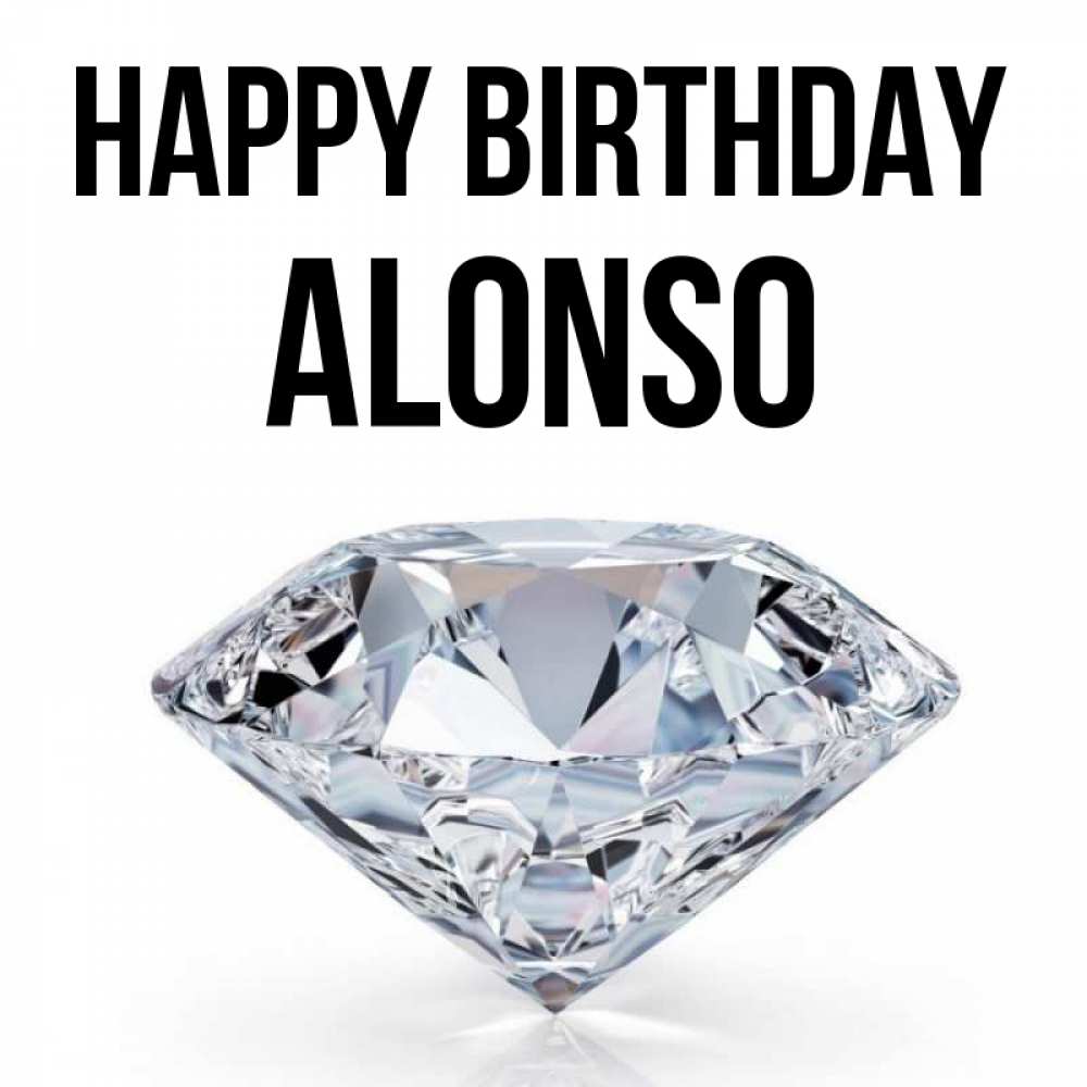 Greetings card с именем, Alonso Happy Birthday к пожеланием быть богатым Greetings with text for free download 