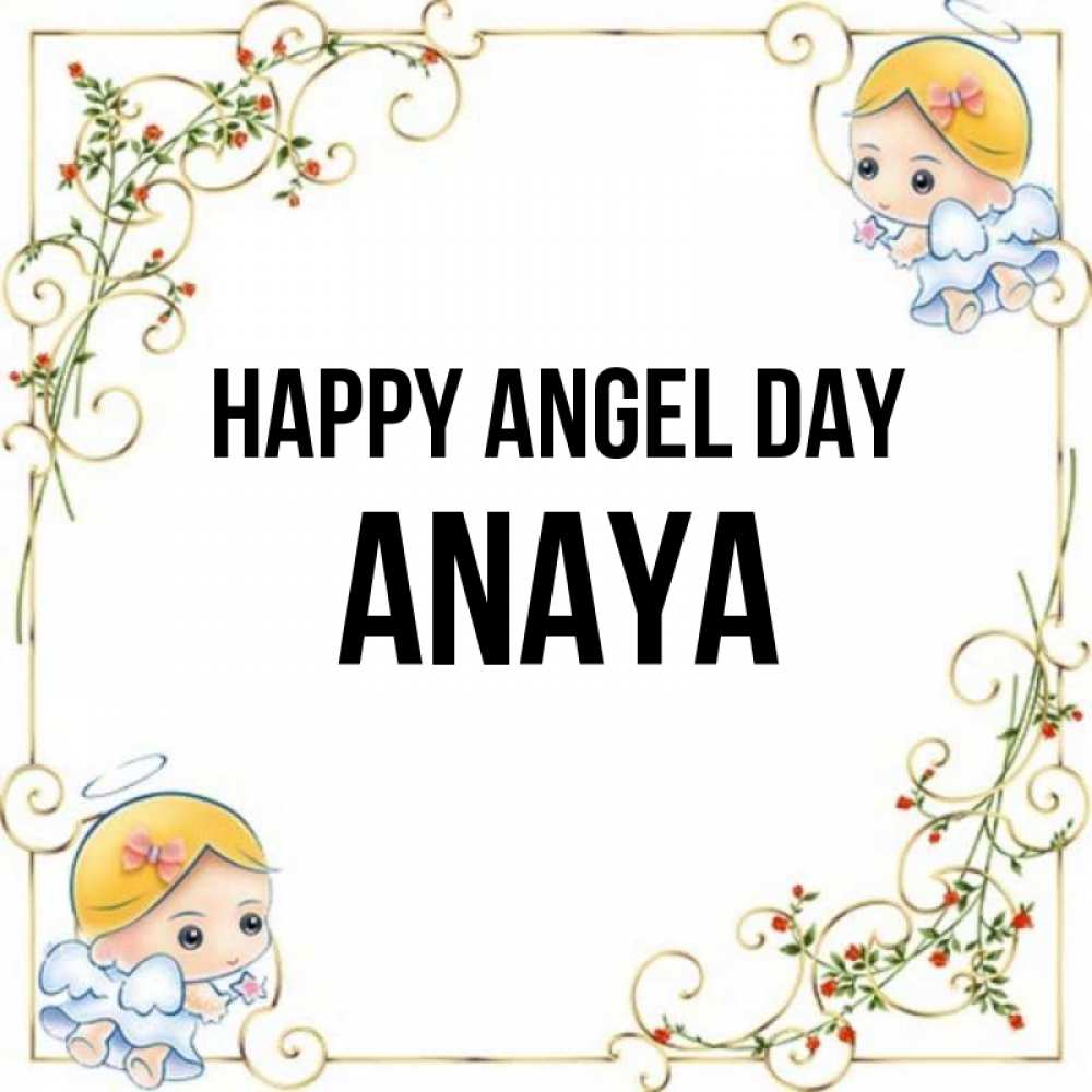 Greetings card с именем, Anaya happy angel day девочки ангелы Greetings with text for free download 
