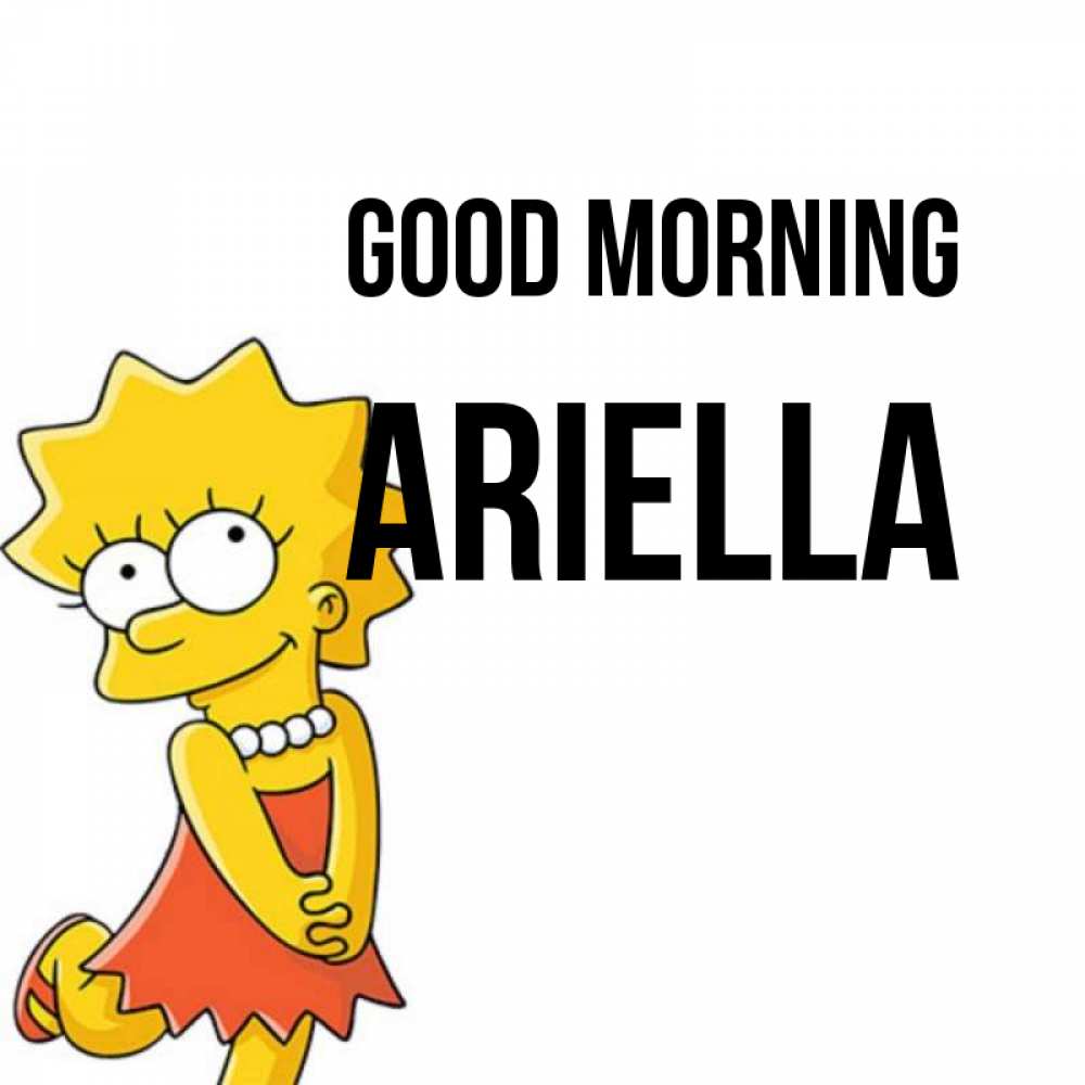 Greetings card с именем, Ariella Good morning в платье и ожерелье Greetings with text for free download 
