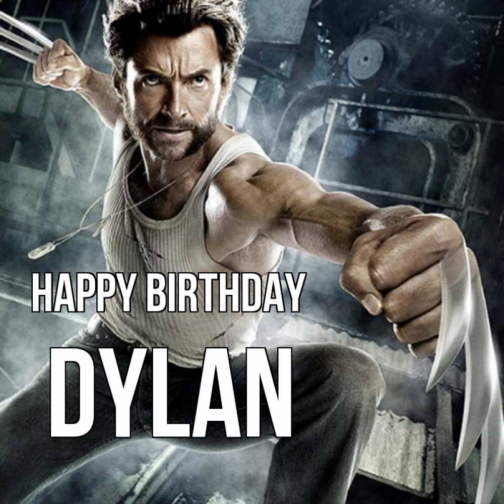 Greetings card с именем, Dylan Happy Birthday супергерой в ярости Greetings with text for free download 