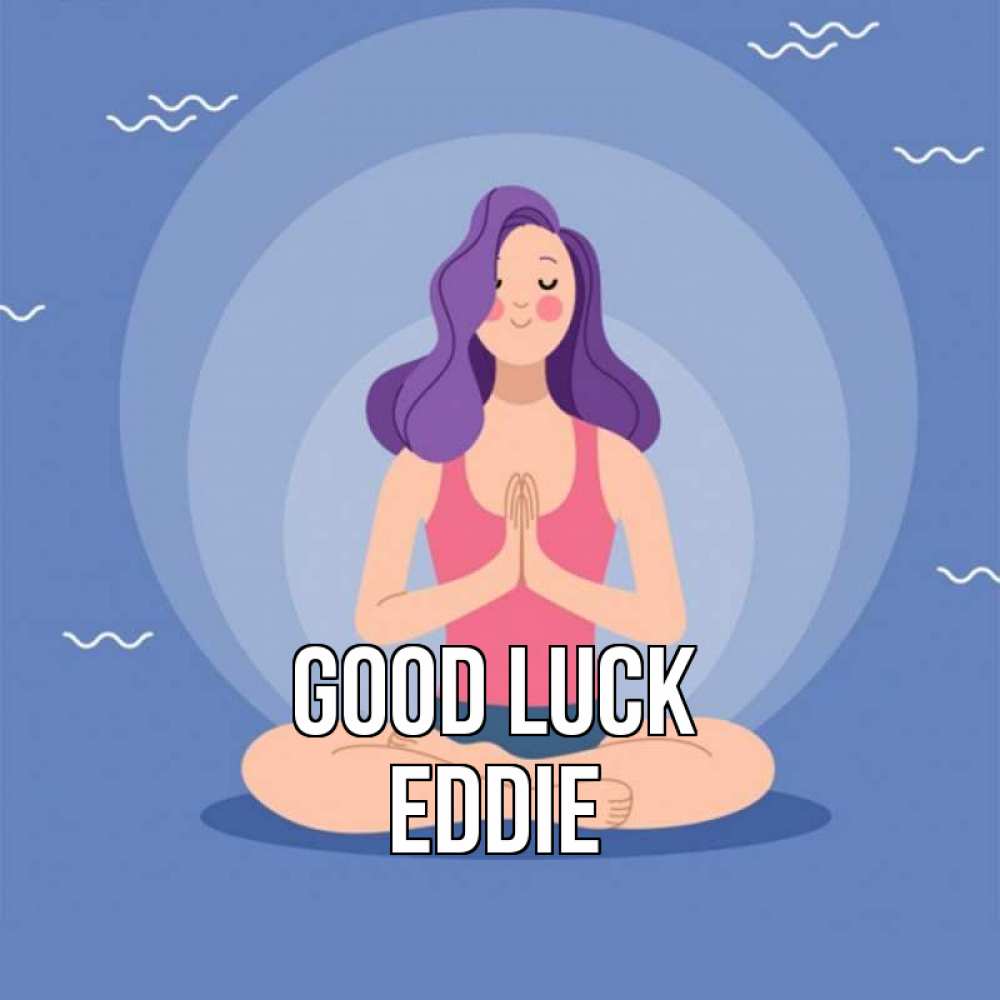 Greetings card с именем, Eddie Good luck девушка с фиолетовыми волосами Greetings with text for free download 
