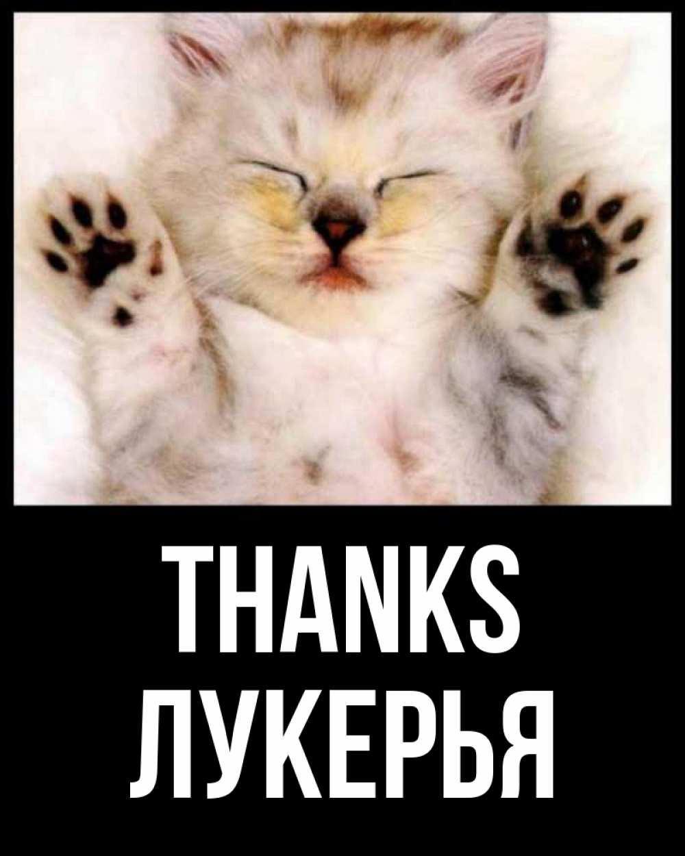 Greetings card с именем, Лукерья Thanks маленький котенок Greetings with text for free download 
