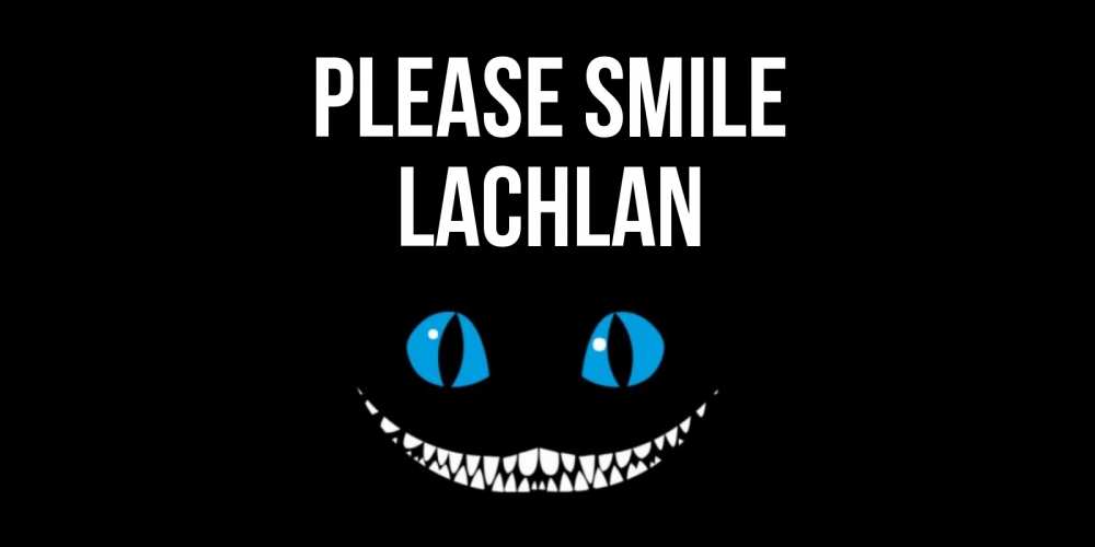 Greetings card с именем, Lachlan Please smile кот улыбается Greetings with text for free download 