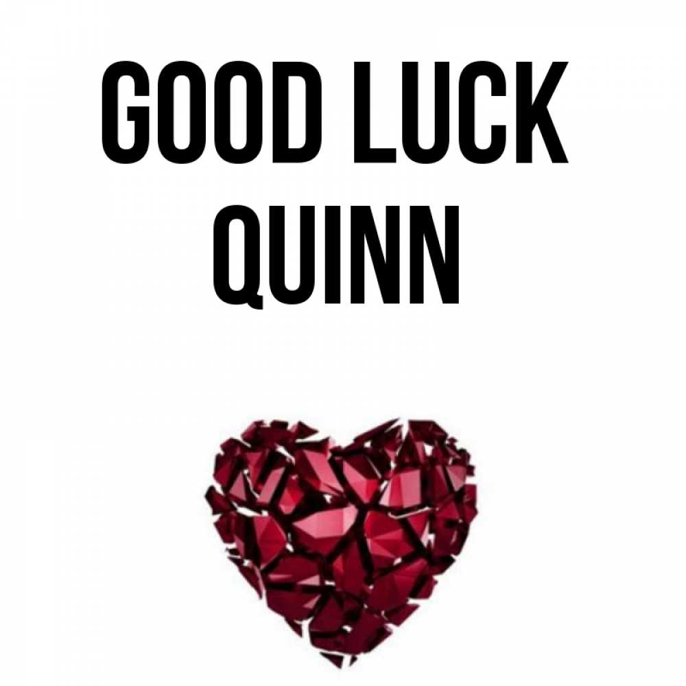 Greetings card с именем, Quinn Good luck бордовое из кристаллов  1 Greetings with text for free download 