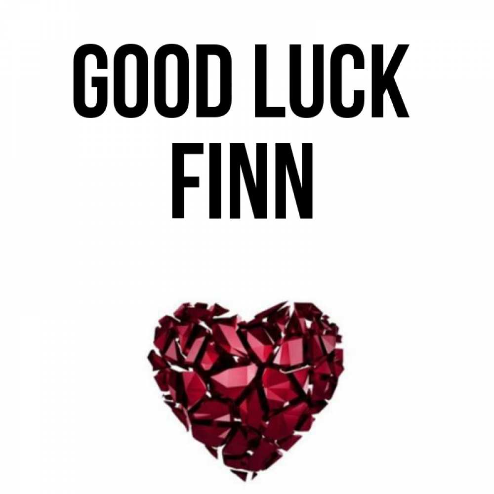 Greetings card с именем, Finn Good luck бордовое из кристаллов  1 Greetings with text for free download 