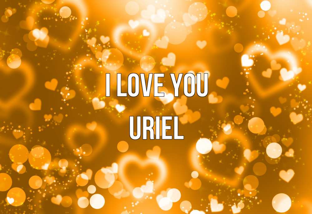 Greetings card с именем, Uriel I love you ленты, цветы, сердце Greetings with text for free download 