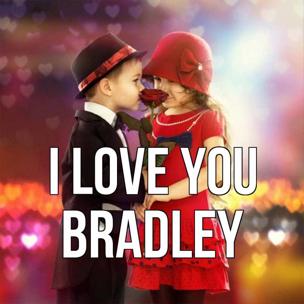 Greetings card с именем, Bradley I love you черное и красное и роза Greetings with text for free download 