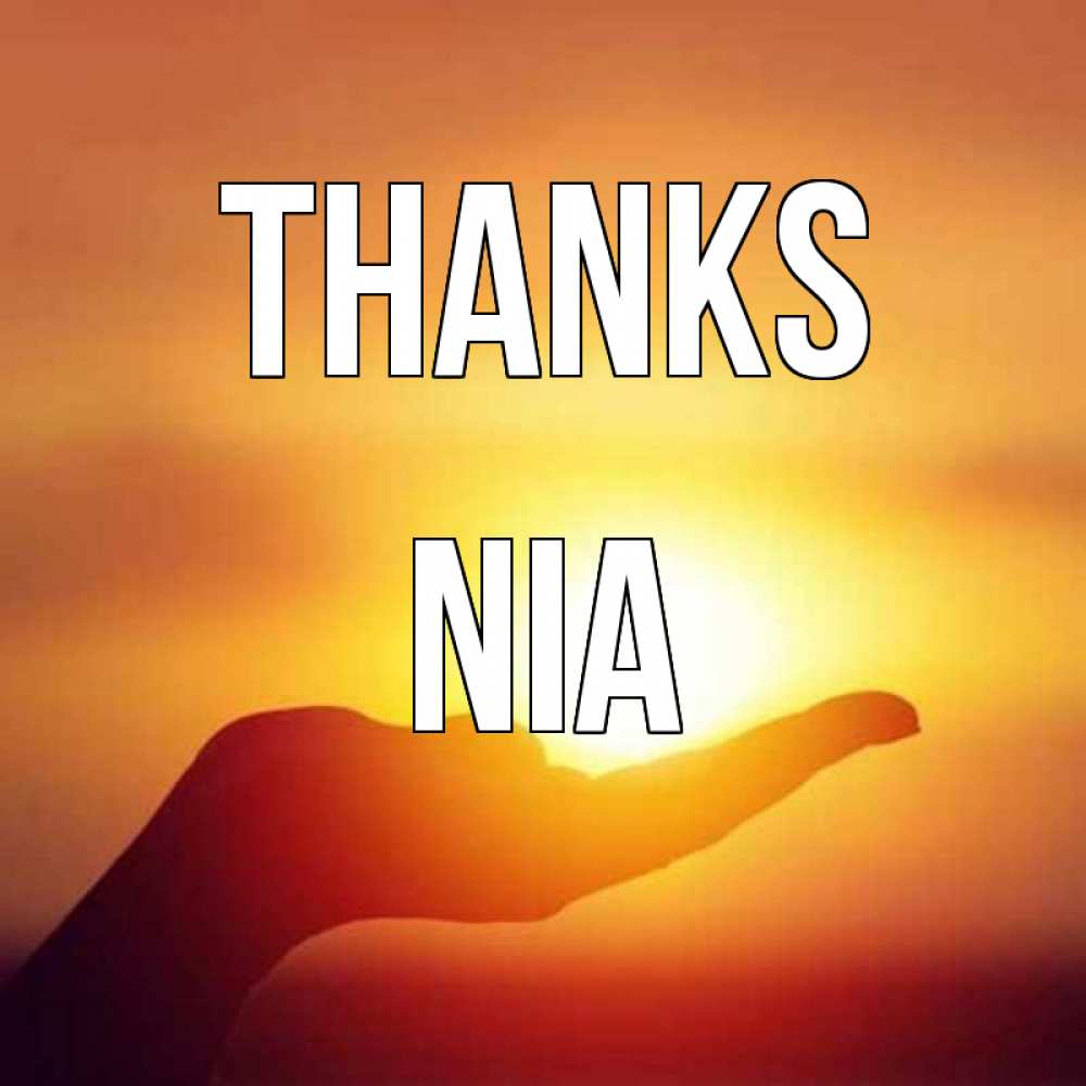 Greetings card с именем, Nia Thanks закат Greetings with text for free download 