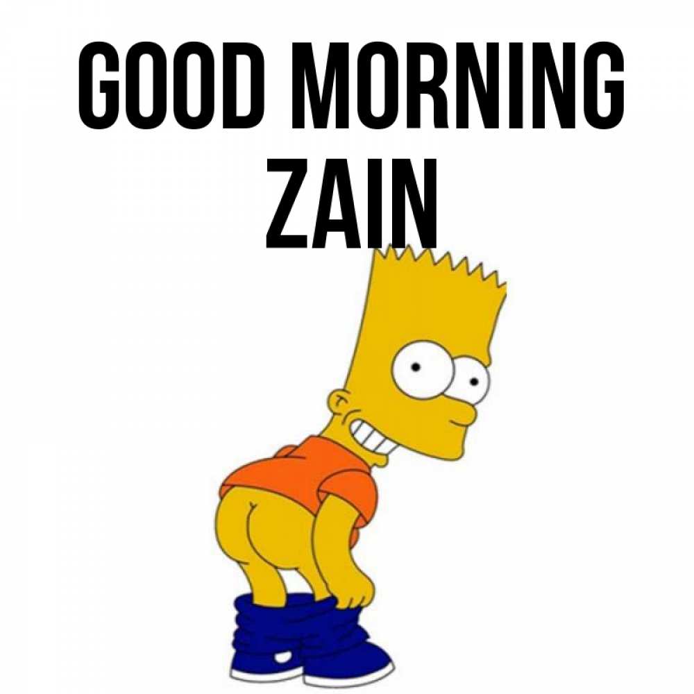 Greetings card с именем, Zain Good morning Открытки с Симпсонами Greetings with text for free download 
