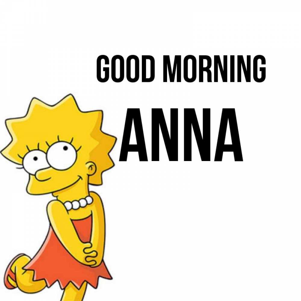 Greetings card с именем, Anna Good morning в платье и ожерелье Greetings with text for free download 