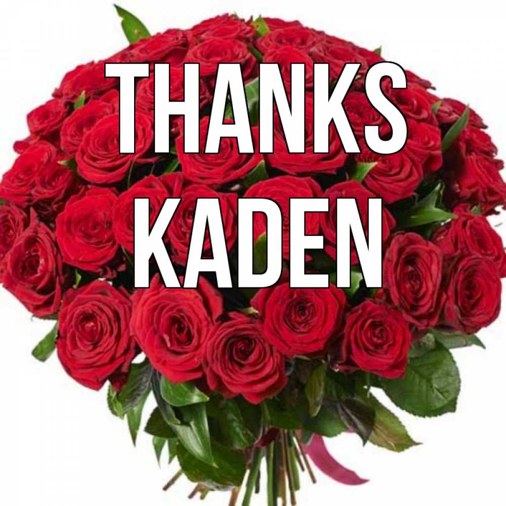 Greetings card с именем, Kaden Thanks букет красных роз Greetings with text for free download 