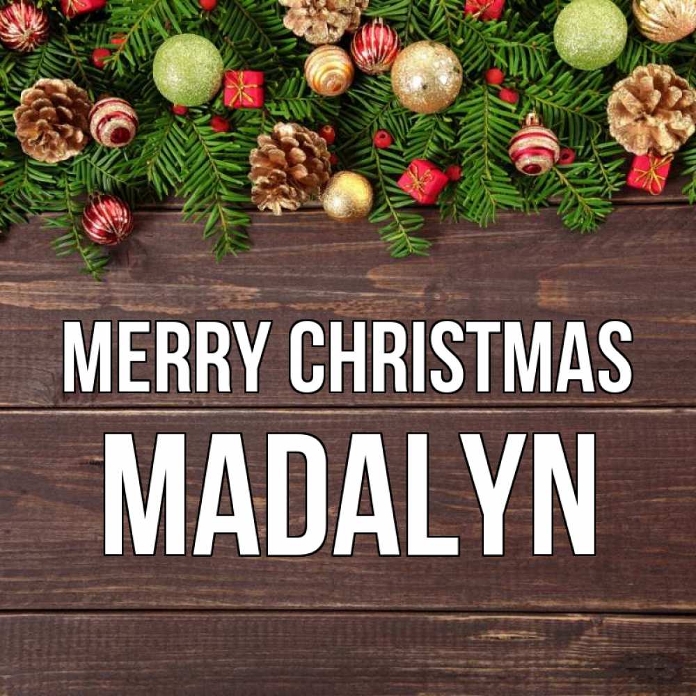 Greetings card с именем, Madalyn Merry Christmas с рождеством Greetings with text for free download 