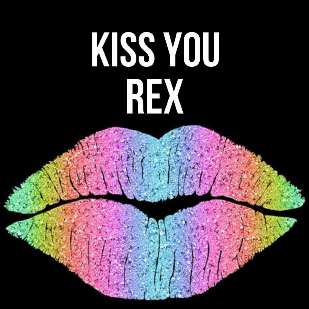 Greetings card с именем, Rex Kiss you след от губ на черном фоне Greetings with text for free download 