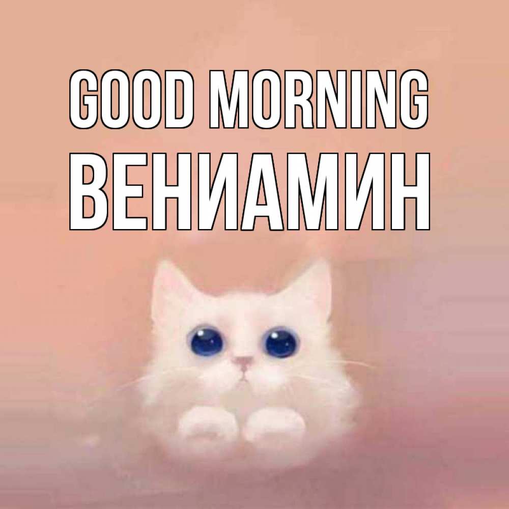 Greetings card с именем, Вениамин Good morning на розовом фоне Greetings with text for free download 