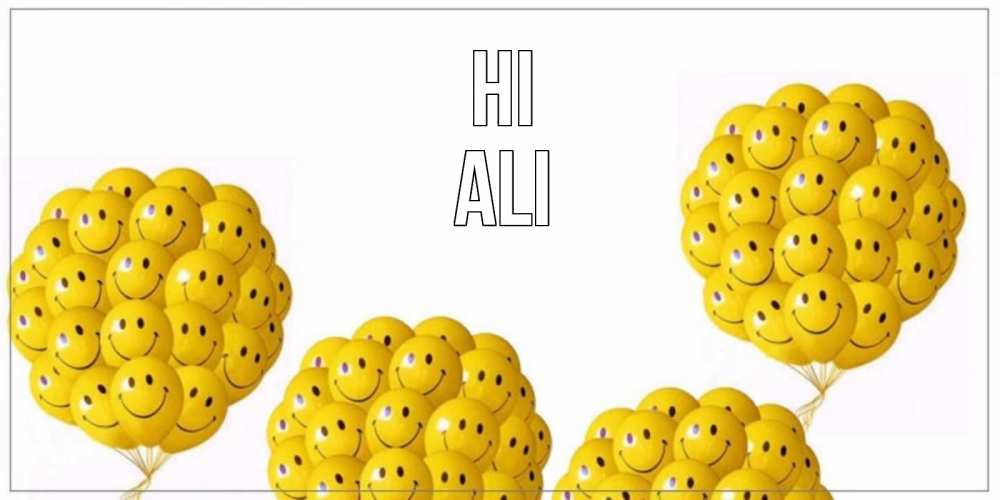 Greetings card с именем, Ali Hi Смайл, воздушные шары Greetings with text for free download 