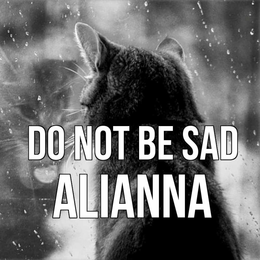 Greetings card с именем, Alianna Do not be sad отражение кота 1 Greetings with text for free download 