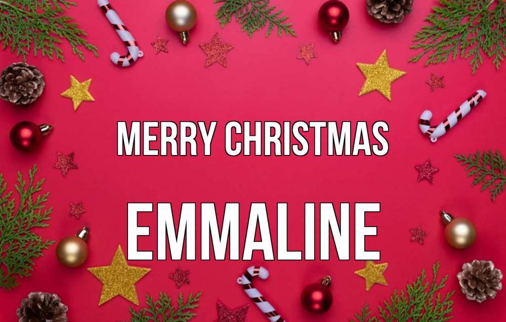 Greetings card с именем, Emmaline Merry Christmas с рождеством Greetings with text for free download 