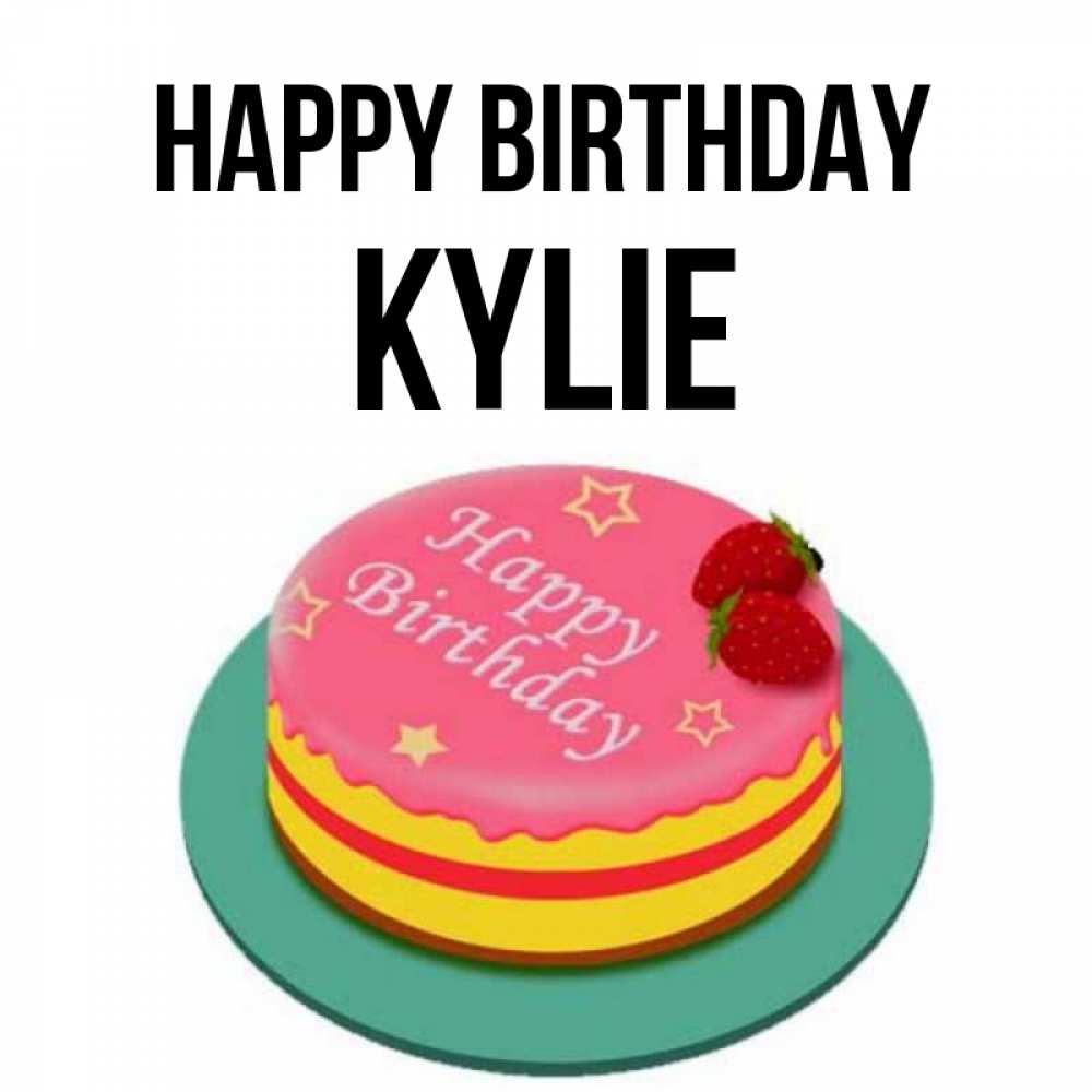 Greetings card с именем, Kylie Happy Birthday торт, клубника, днюха Greetings with text for free download 