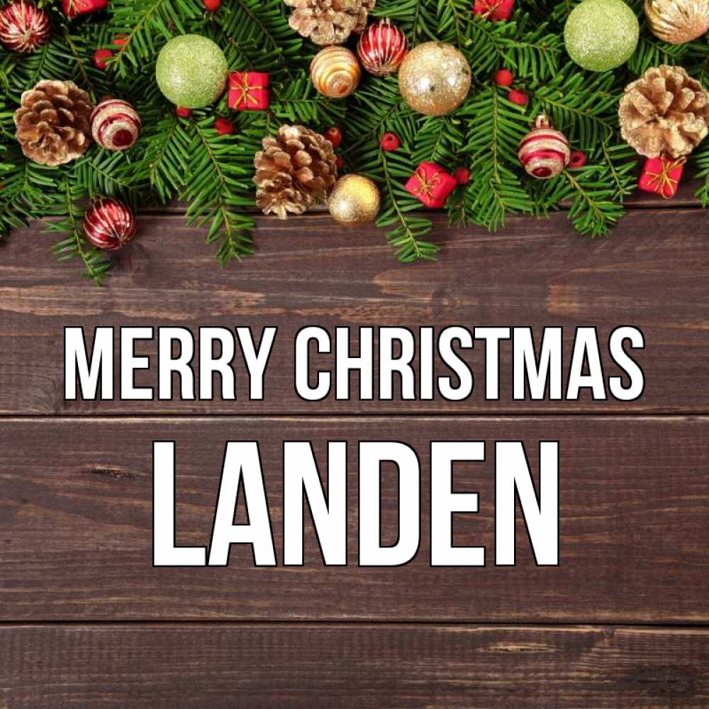 Greetings card с именем, Landen Merry Christmas с рождеством Greetings with text for free download 