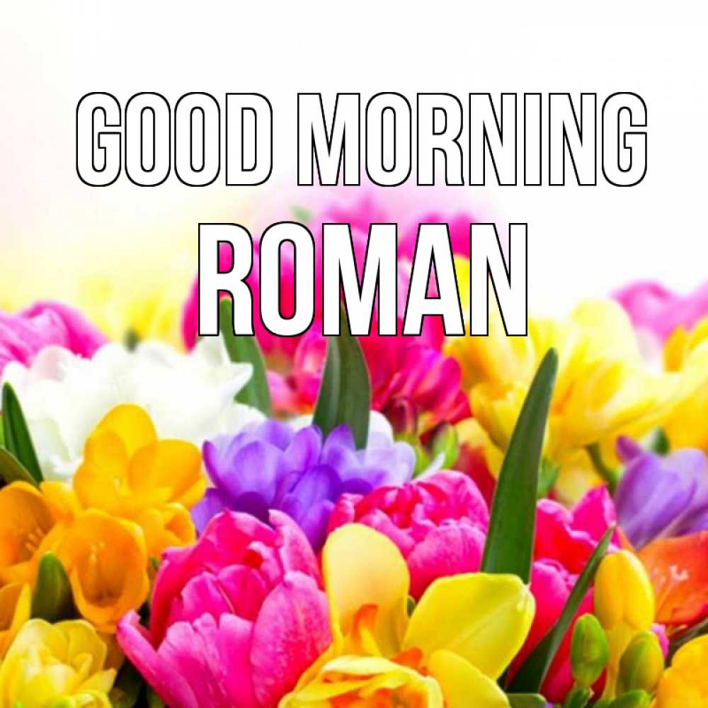 Greetings card с именем, Roman Good morning создать открытку со свое подписью Greetings with text for free download 