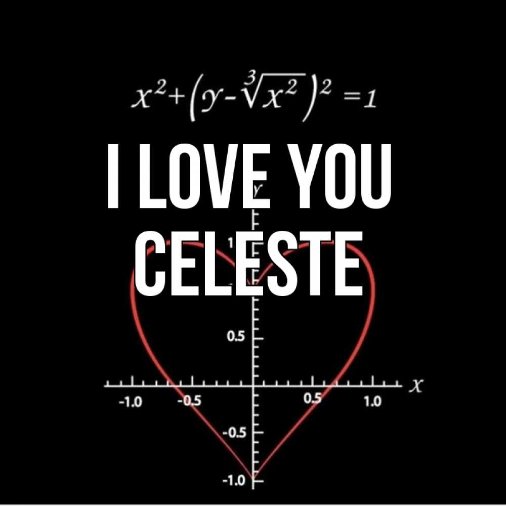 Greetings card с именем, Celeste I love you сердечная формула Greetings with text for free download 