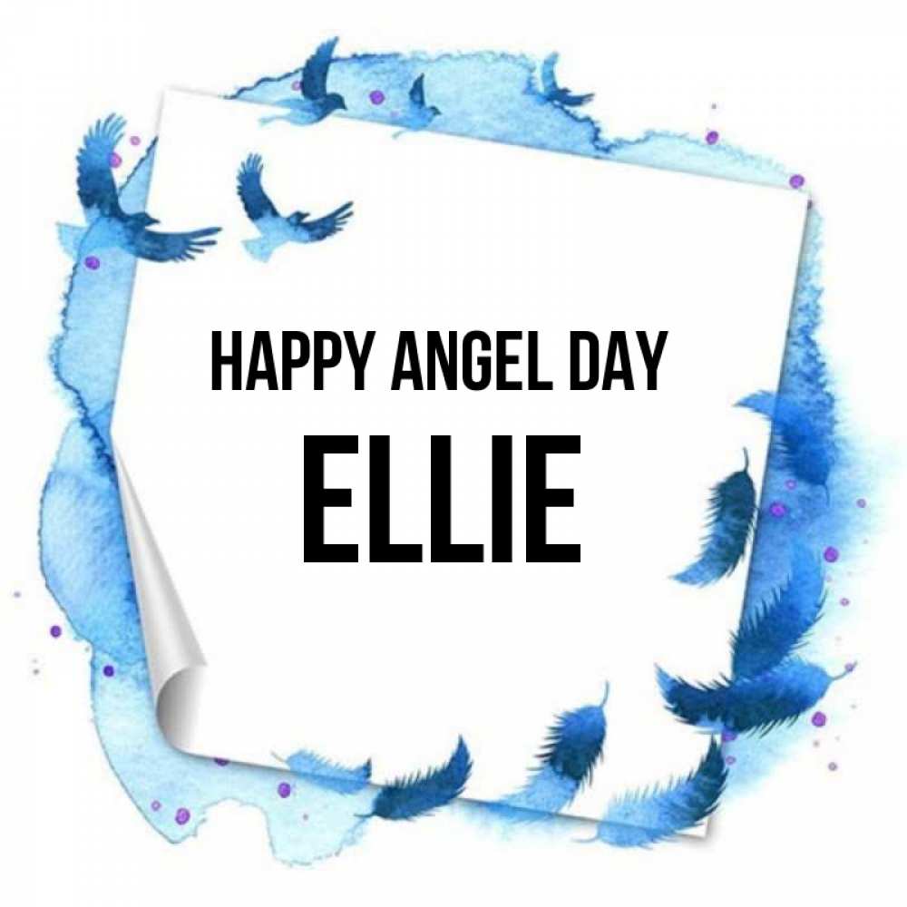 Greetings card с именем, Ellie happy angel day красивые птицы летят Greetings with text for free download 