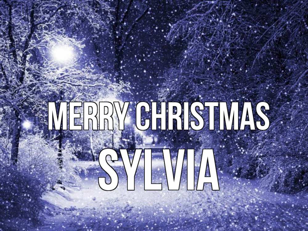 Greetings card с именем, Sylvia Merry Christmas зима, снег, фонарь Greetings with text for free download 